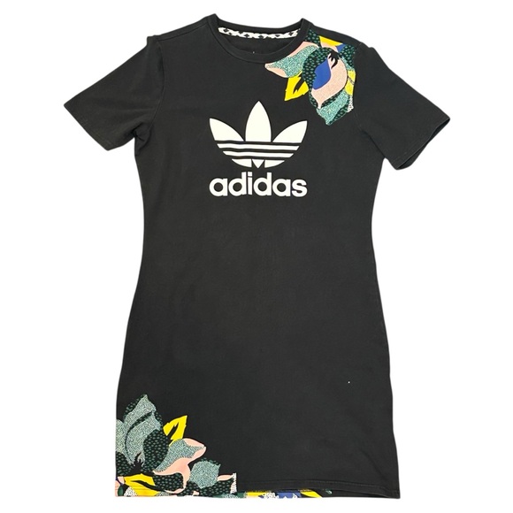 adidas x Her Studio London Floral Accent T-Shirt Dress in Black Women’s XL - Picture 2 of 8